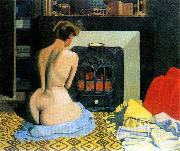Felix  Vallotton Naked Woman Before Salamander Stove Spain oil painting artist